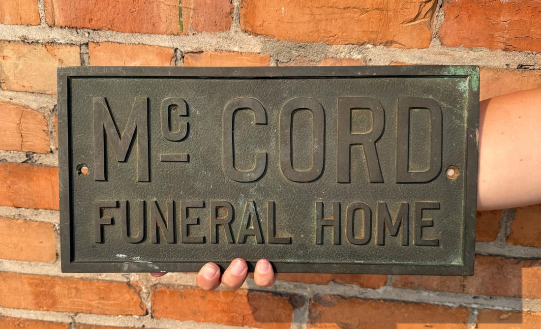 McCord Funeral Home Washington Bronze Sign: Okanogan and Chelan Counties, Washington. 7" by 14".