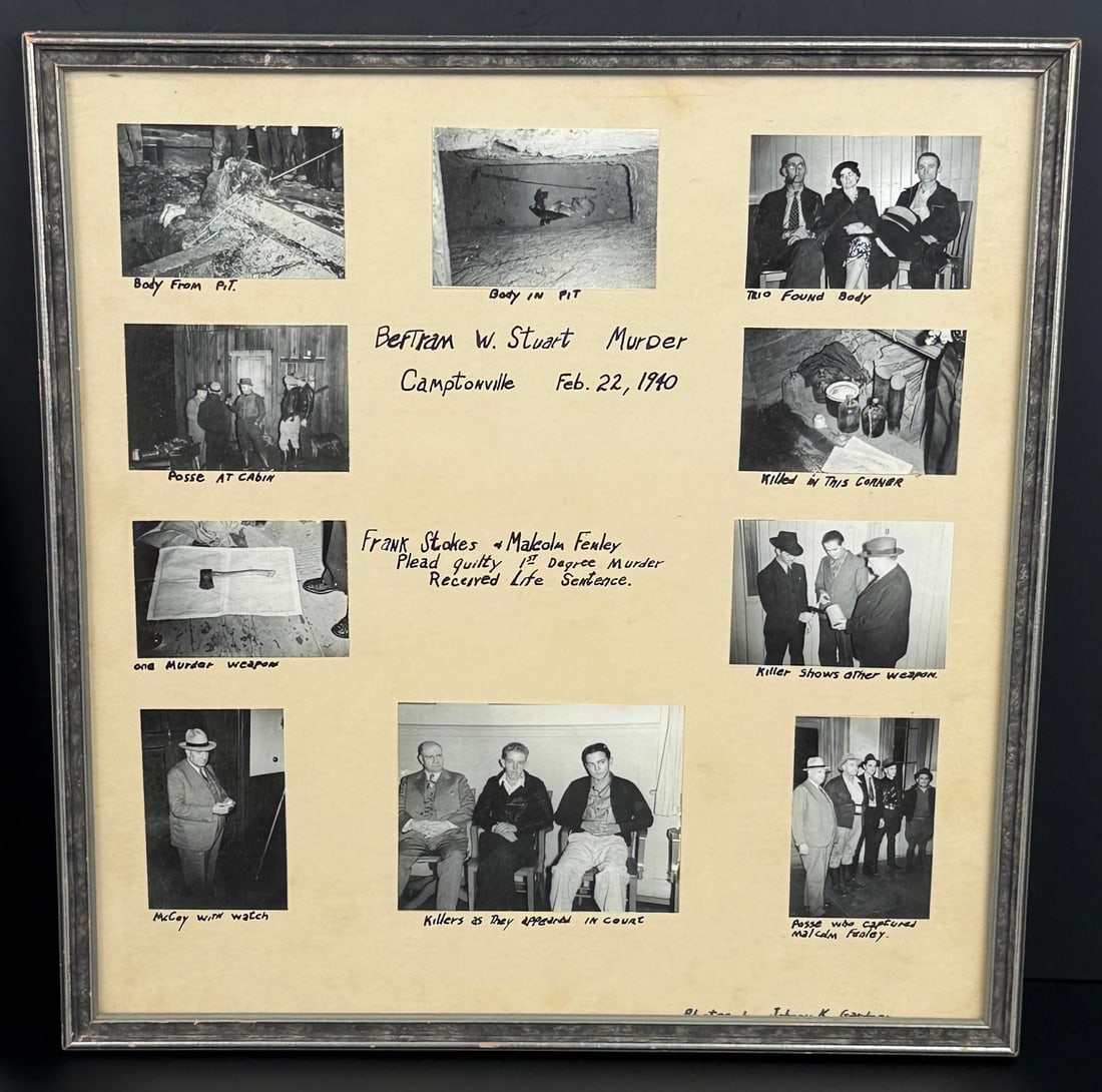 Bertram W. Stuart Murder California Photos: Camptonville California. 14 1/8" by 14 3/4" framed.