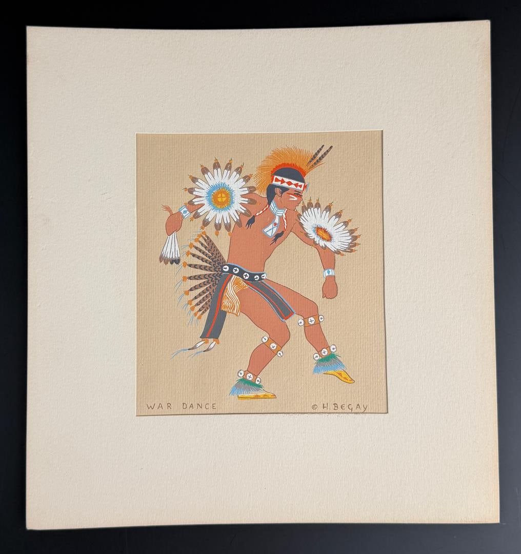 Harrison Begay War Dance Serigraph: 9 3/4" by 10 1/2" in matte.