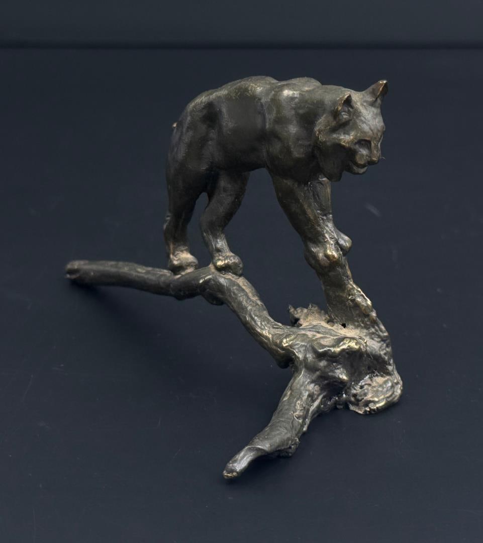 Philip R Goodwin Bobcat Bronze: Title is Bobcat. 2 1/8" by 3" by 5 1/4". Philip Russell Goodwin (1881 - 1935) was active/lived in New York, Connecticut. Philip Goodwin is known for Animal, field-stream illustration. Known for his il