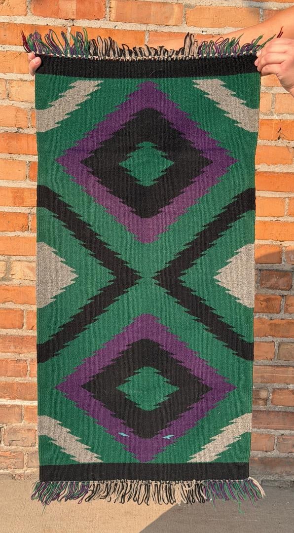 Navajo Germantown Indian Rug Saddle Blanket: 18" by 39"