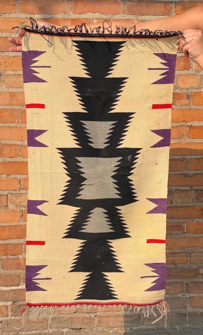 Navajo Germantown Indian Rug Saddle Blanket: 19" by 38 1/2"