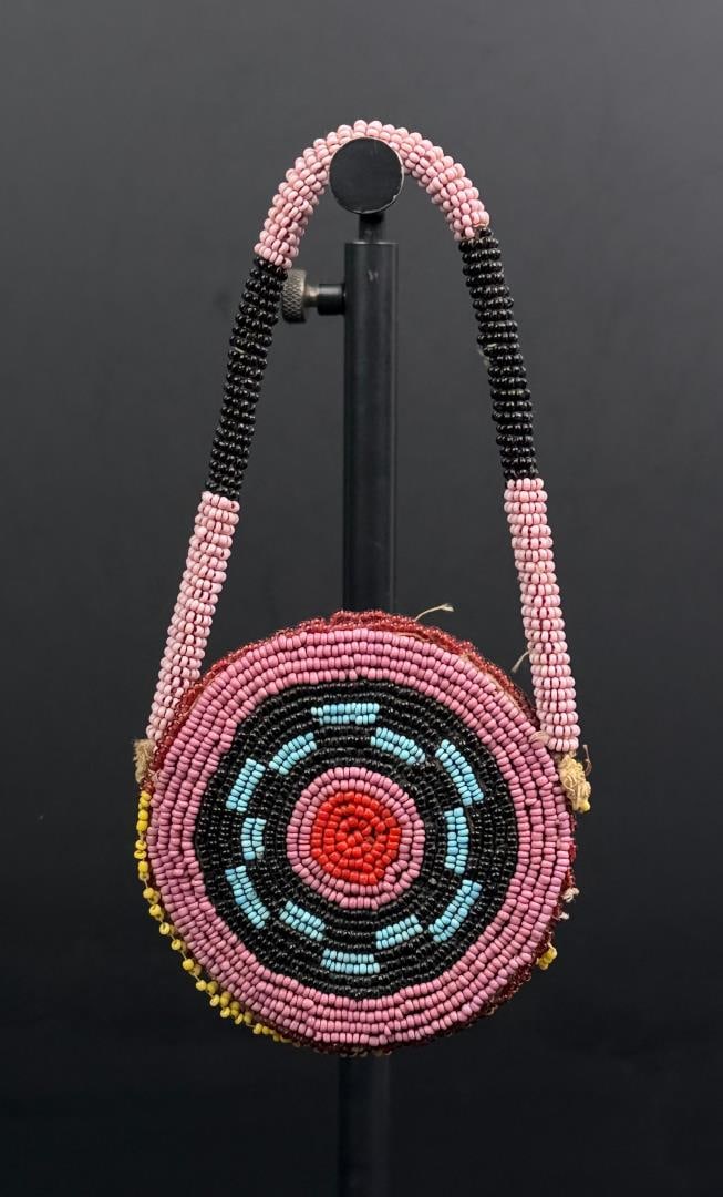 Crow Native American Indian Pocket Watch Pouch: 6 1/8" by 3 1/8". Nicely beaded. First Quarter of the 20th Century.