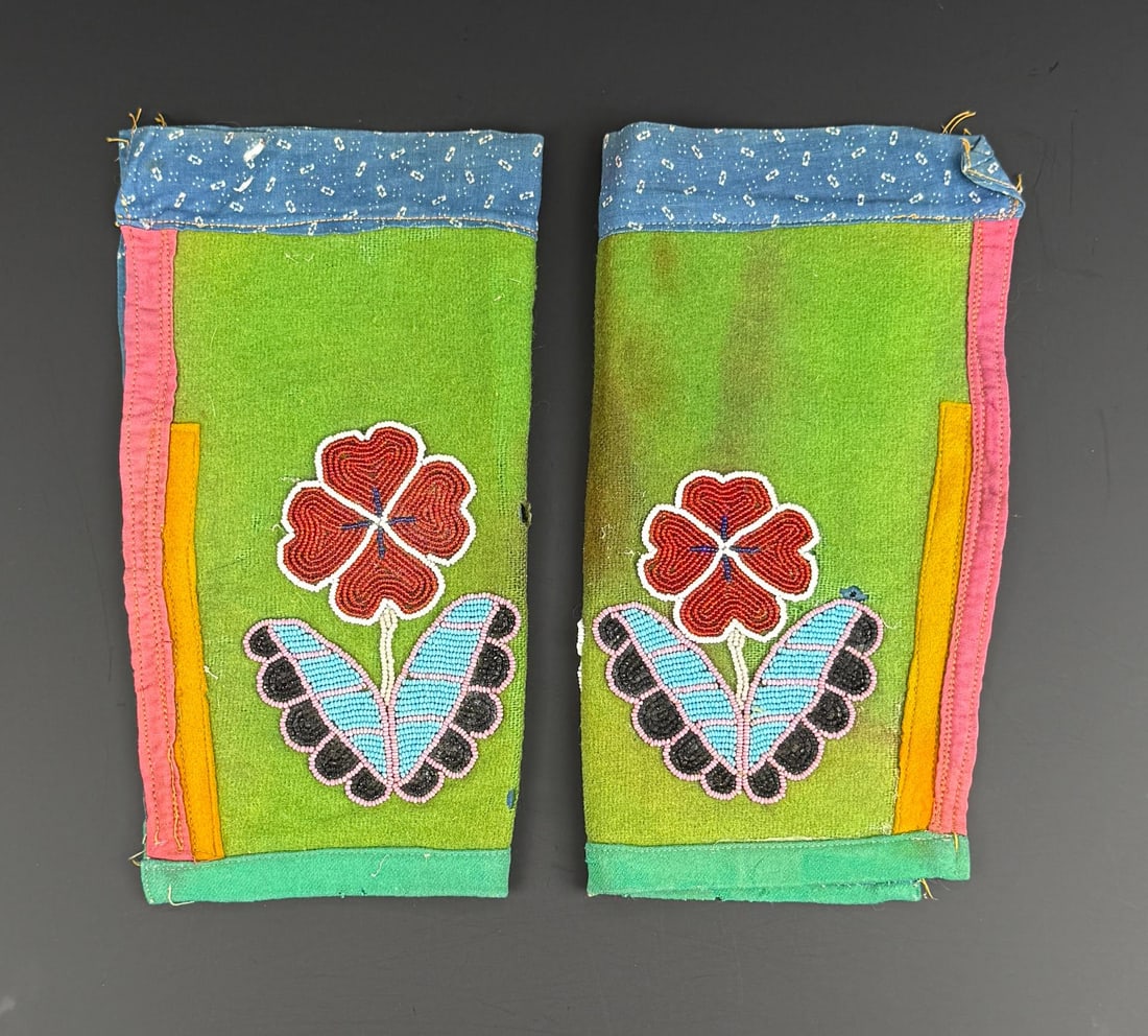 Montana Crow Indian Beaded Cuffs: First Quarter of the 20th Century.