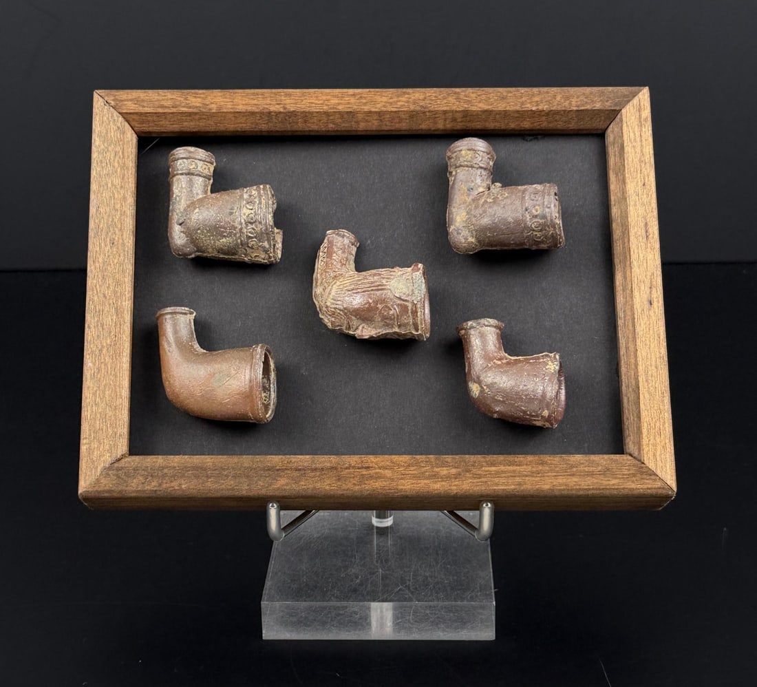 Revolutionary War Era Clay Pipes: 5 7/8" by 7 7/8" in frame