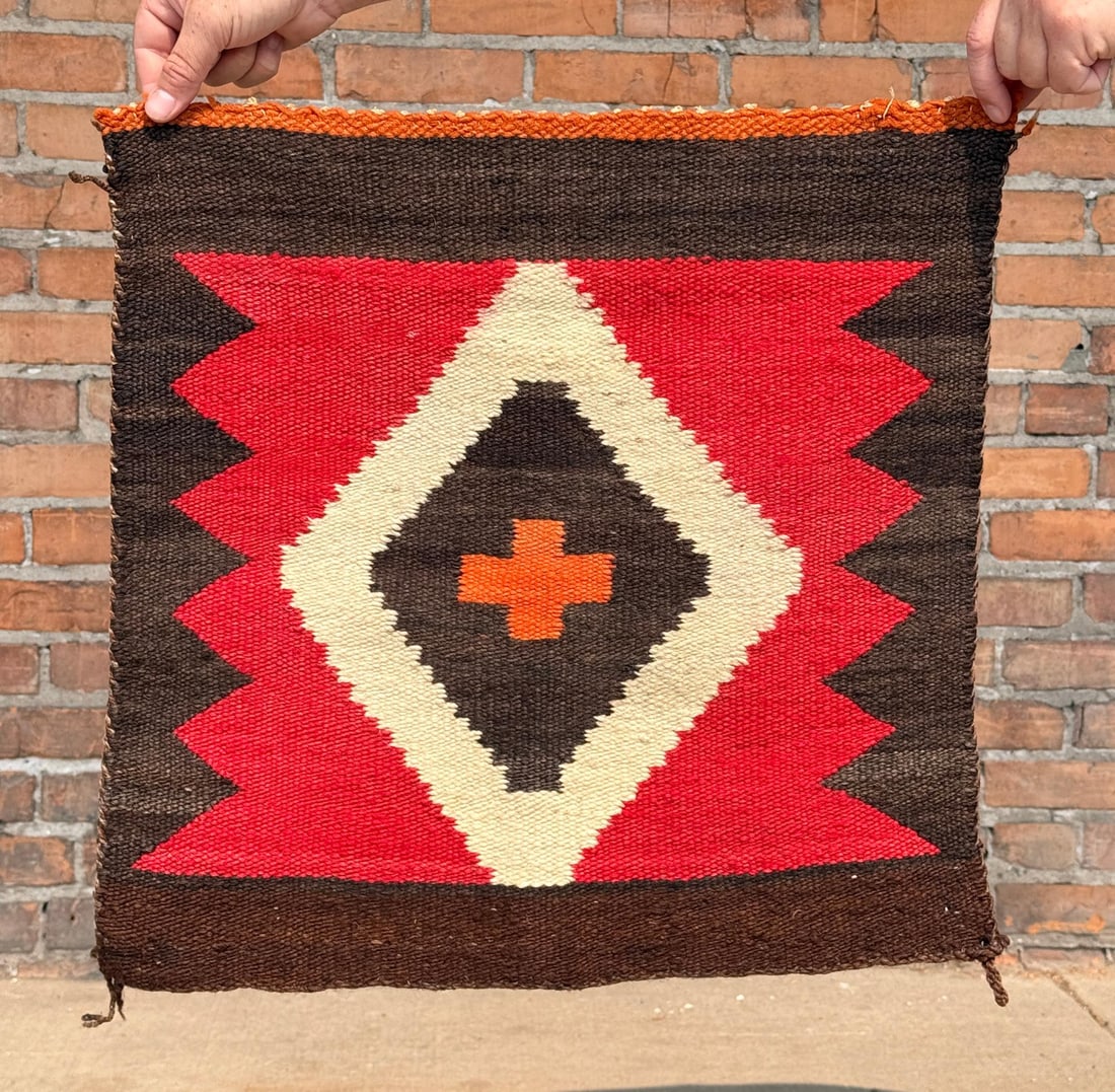 Navajo Indian Germantown Sampler Blanket: 20 1/2" by 20 1/2".