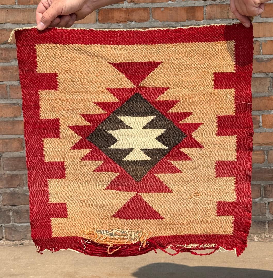 Navajo Indian Transitional Ganado Sampler Blanket: 20" by 20".