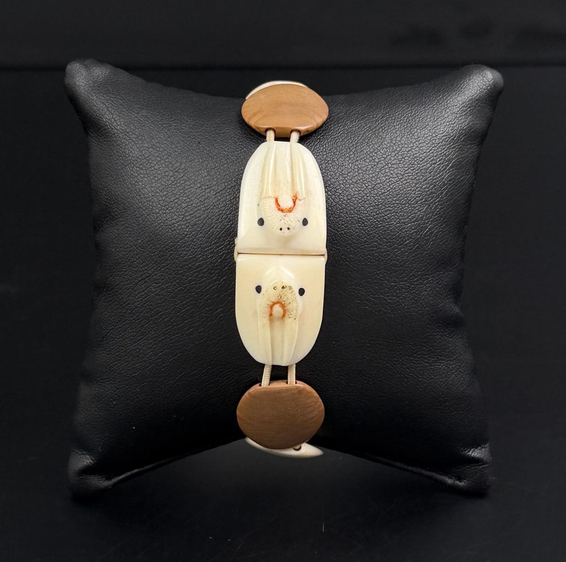 Alaskan Inuit Eskimo Walrus Ivory Bracelet: 7 1/2" internal circumference. This item cannot be shipped to Oregon, California, Hawaii, New York, New Jersey, Internationally, or any other state that prohibits.