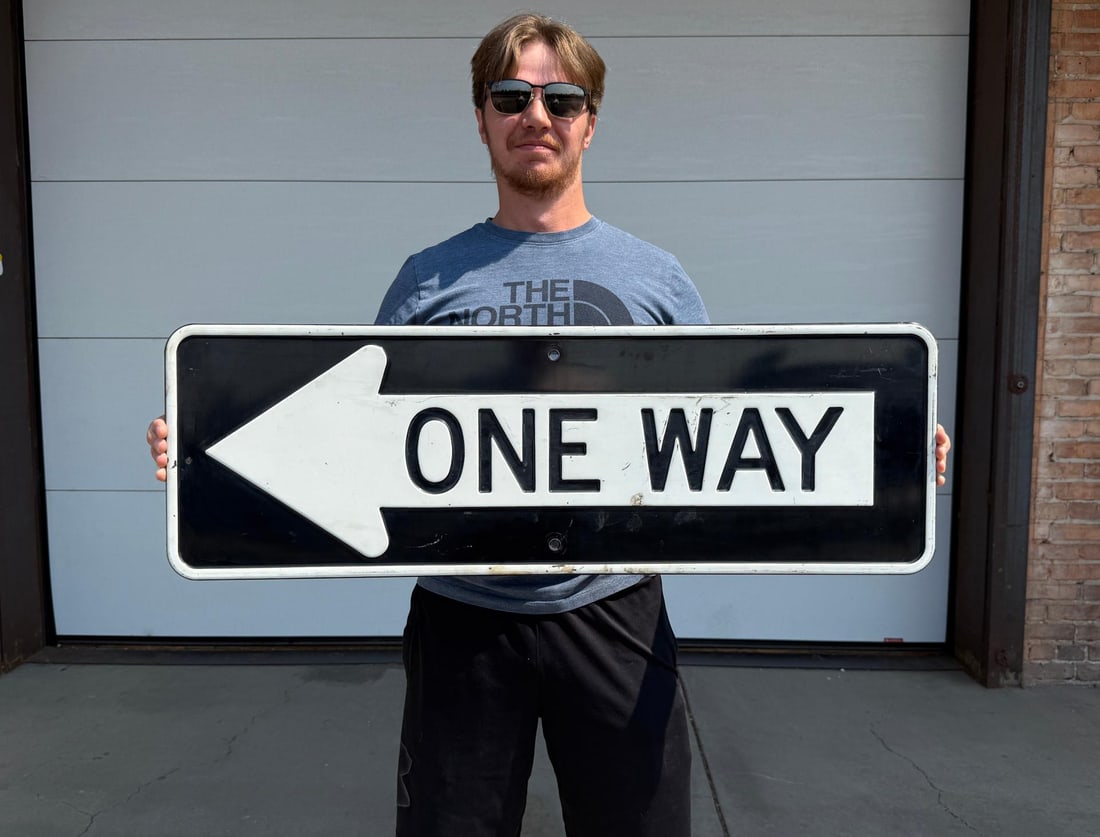 Montana Embossed One Way Road Street Sign: 12" by 36"