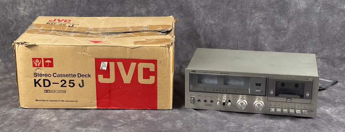 JVC Stereo Model KD-25 Cassette Deck: Serial No. 13360031. Powers on, untested with sound.