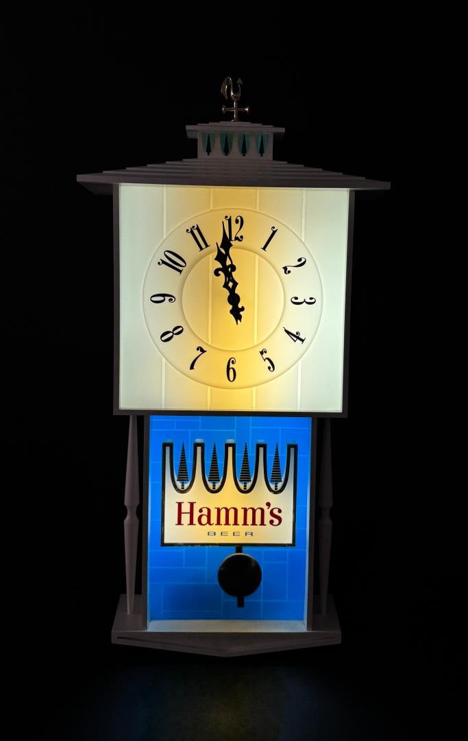 Hamms Beer Lighted Pendulum Clock Sign - 2