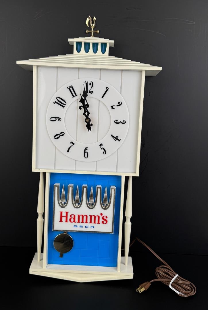 Hamms Beer Lighted Pendulum Clock Sign - 4