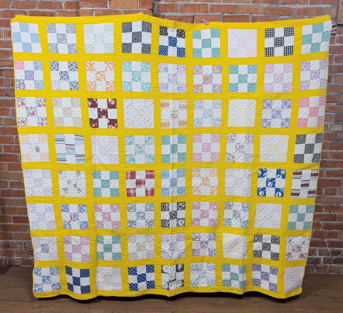 1930s Nine Block Square Feed Sack Quilt (1 of 5)