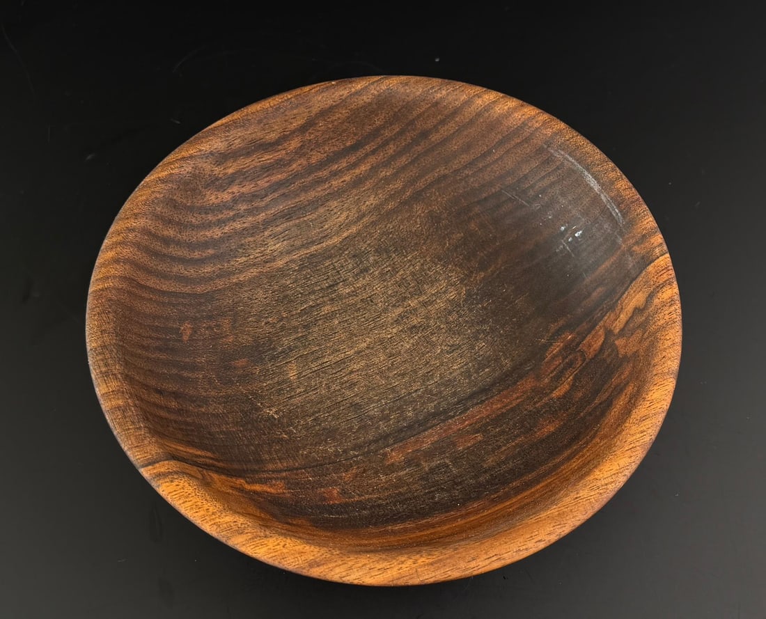 M. Mumma Walnut Wood Bowl: 8 1/4" diameter, 2 1/8" tall.