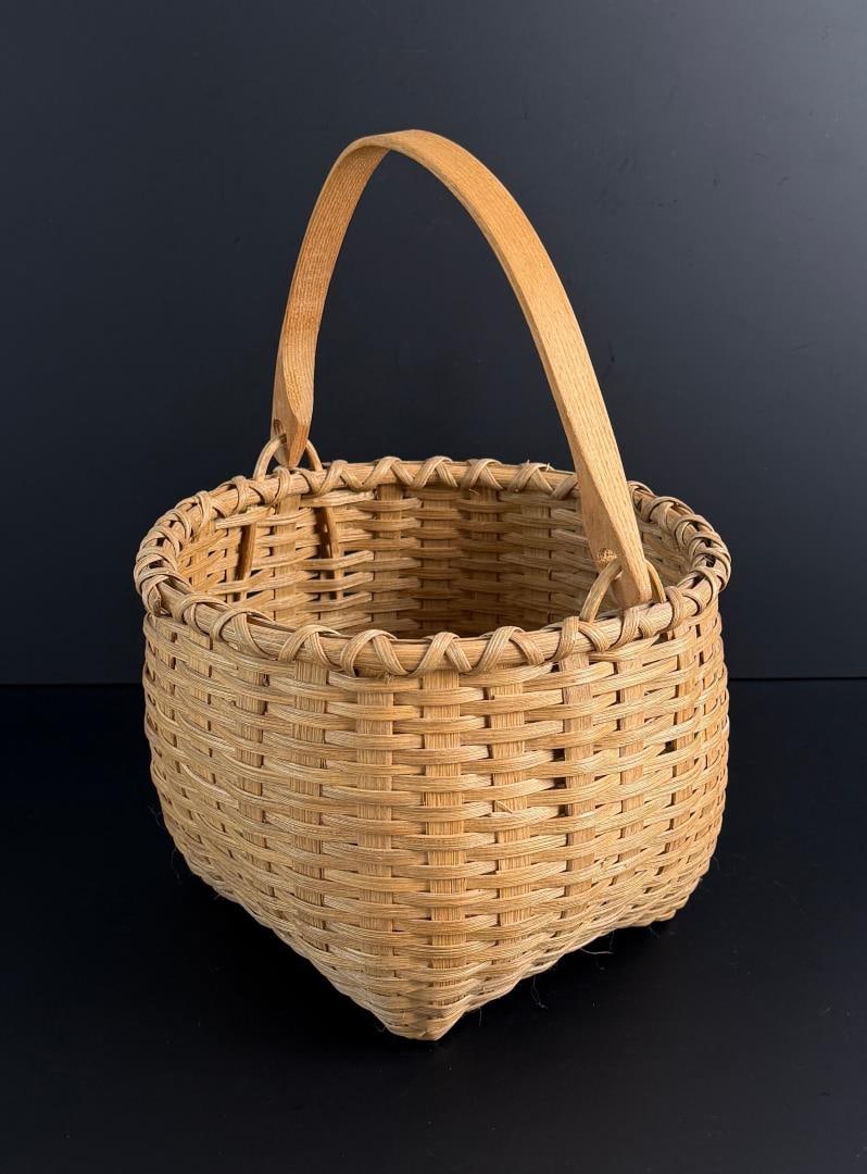 Mabey Oak Splint Swing Handle Basket: 10" by 10" by 7 3/4"