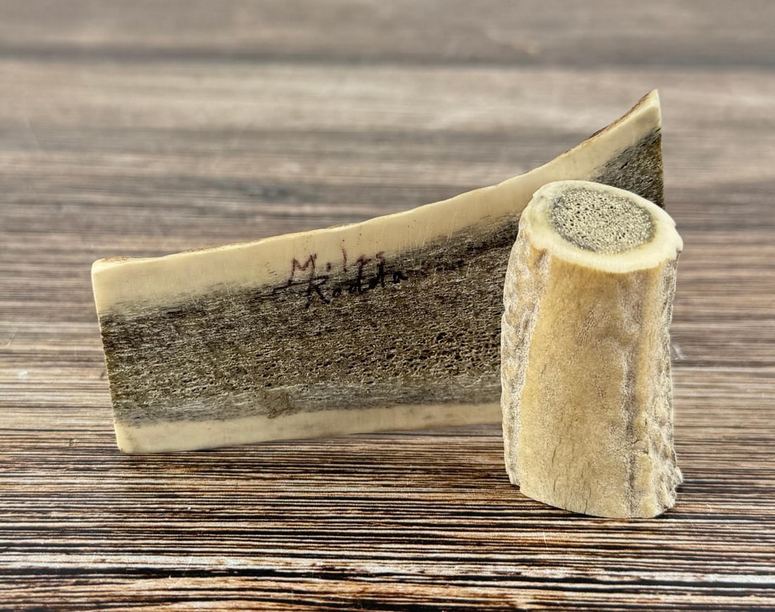 Miles Rodda Painted Elk Antler: 1 7/8" by 2 1/2" by 4".