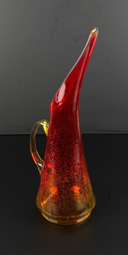Kanawha Amberina Crackle Glass Pitcher (1 of 5)