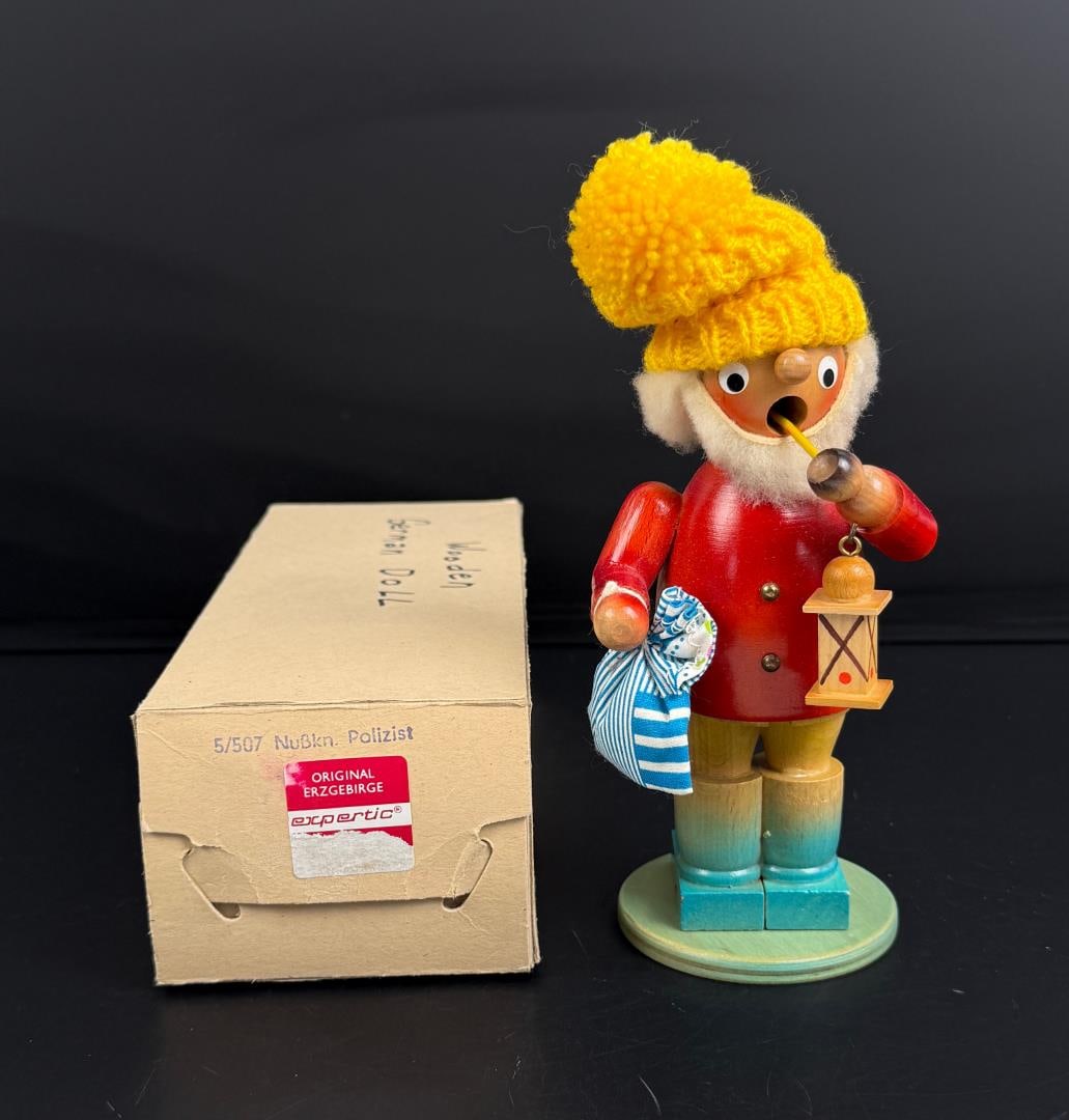 Erzgebirge Wood Nightwatch Incense Smoker: 3" by 3 1/4" by 7 7/8"