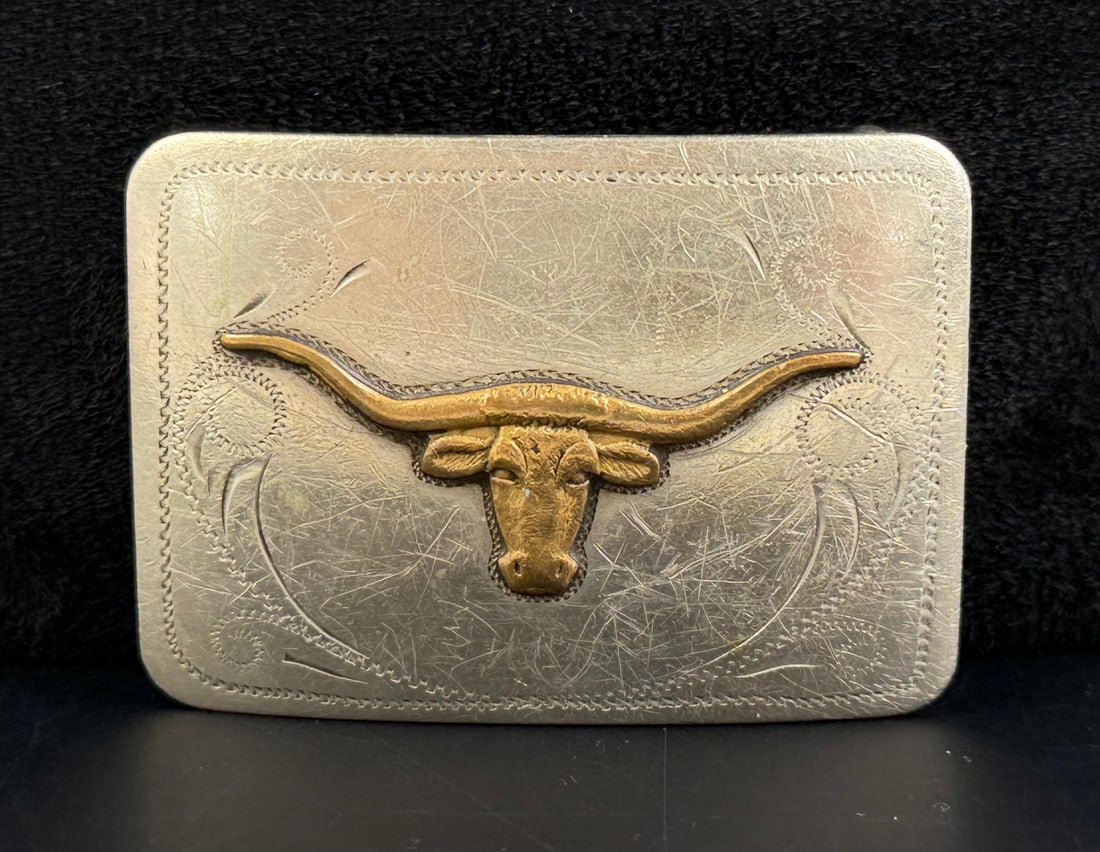 Keyston Cowboy German Silver Belt Buckle: 2 1/2" by 1 3/4"