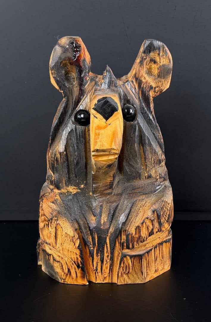 Montana Chainsaw Carved Wood Bear: 8" by 5" by 4"