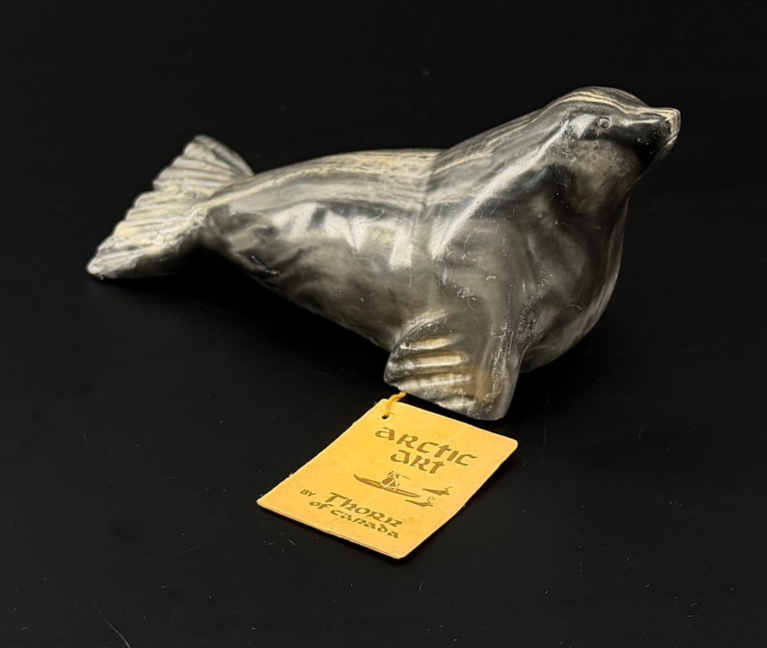 Thorn Canada Resin Inuit Eskimo Seal: 6 1/4" by 3" by 2 3/4"