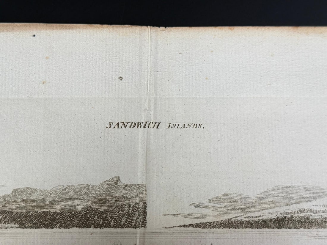 James Cook Sandwich Islands Land Profile Chart: 9 7/8" by 16 1/4". Engraving is from Captain James Cook & James King's A Voyage to the Pacific Ocean, for making Discoveries in the Northern Hemisphere. To determine the Position and Extent of the Wes