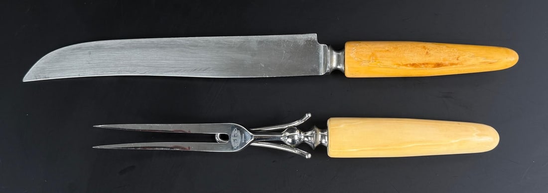 Alaskan Inuit Eskimo Ivory Scrimshaw Carving Set: Largest is 13 1/4" long. Native made prior to 1972. This item cannot be shipped to Oregon, California, Hawaii, New York, New Jersey, Internationally, or any other state that prohibits.
