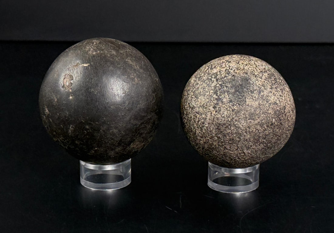Pair of Dinosaur Gall Stone Gastroliths: Largest is 2 1/4" diameter.