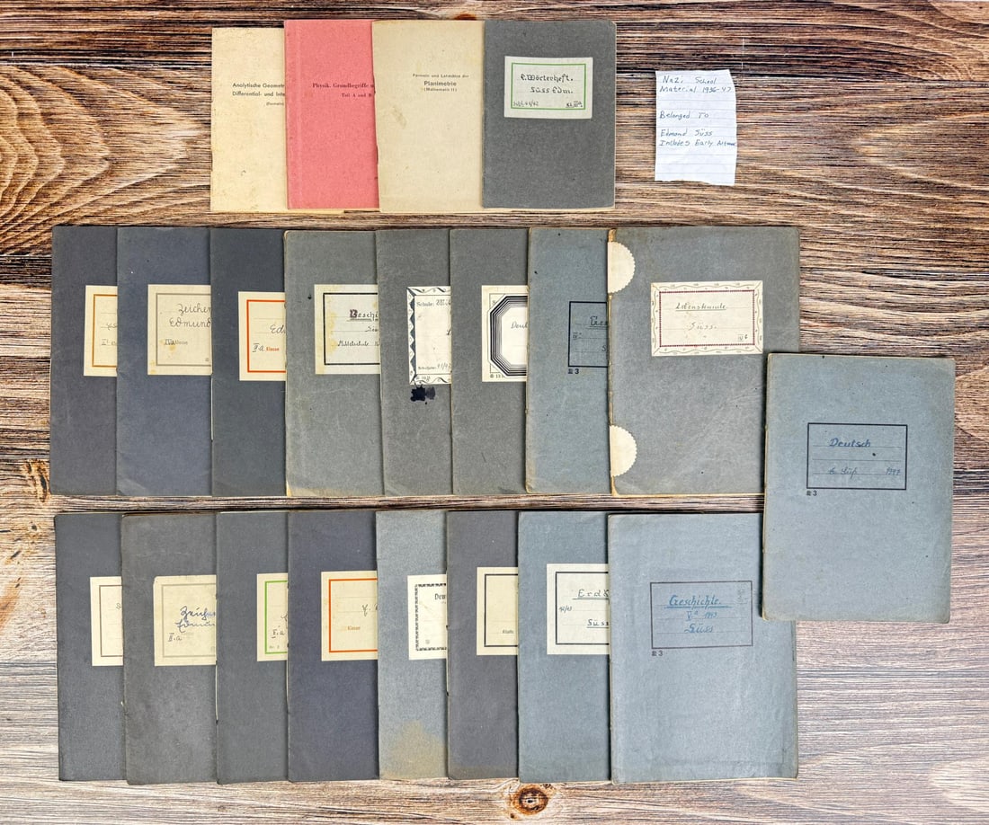 WW2 German School Study Books and Drawings: 1936-1947. Belonged to Edmond Suss.