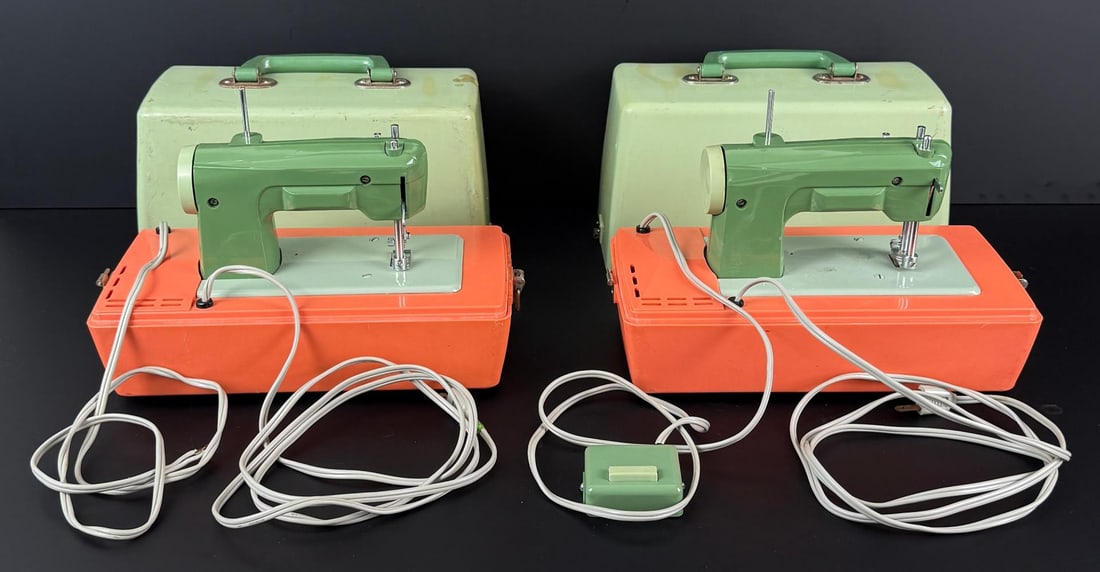 Montgomery Ward Signature Toy Sewing Machines: One is working the other is missing the peddle.