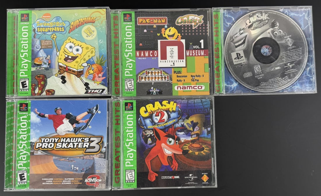 Sony PlayStation 1 PS1 Video Games: Includes 2 Crash Bandicoot Games and Tony Hawks Pro Skater 3.