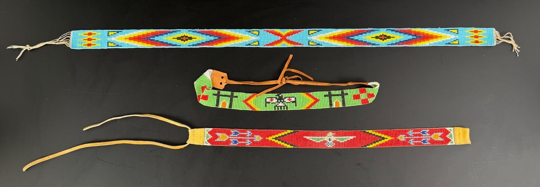 Native American Indian Beaded Arm Hat Bands: Nice grouping