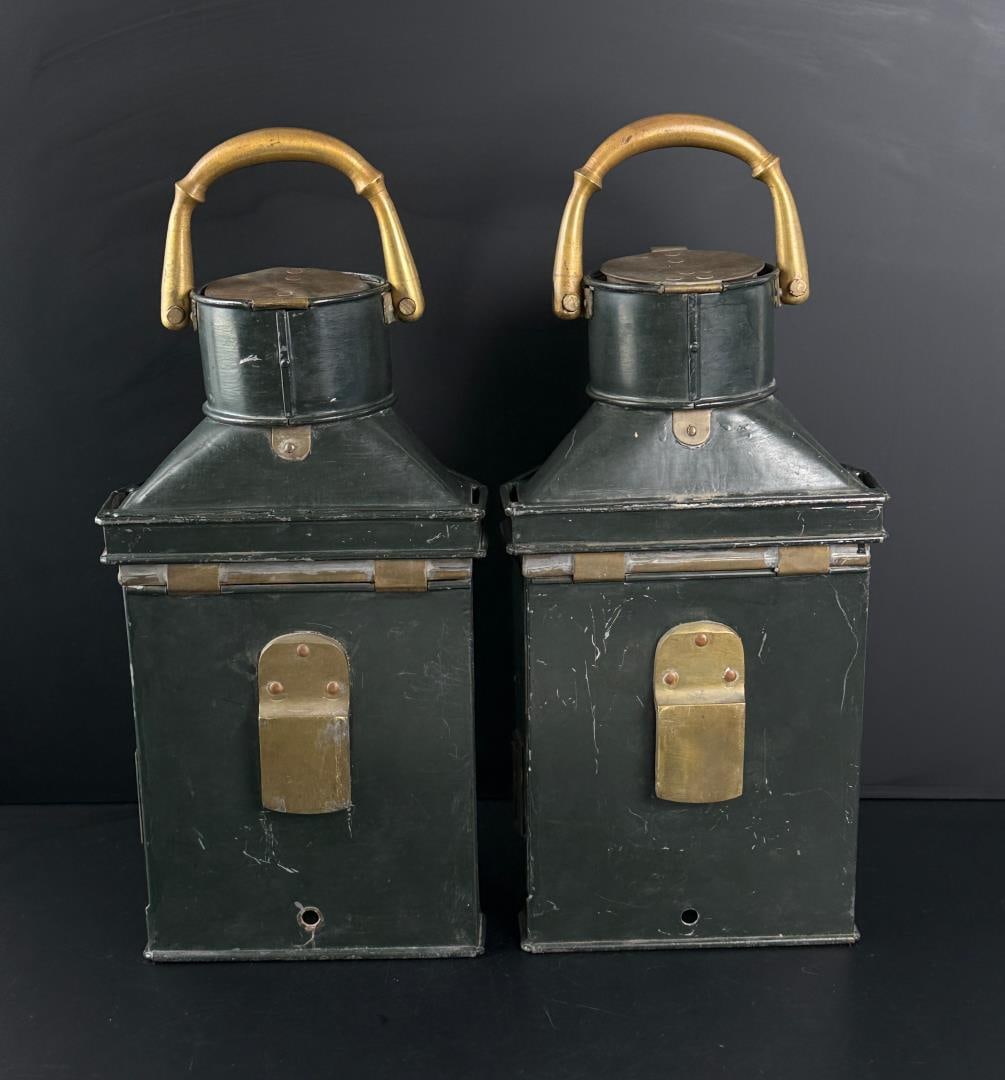 Pair of English Nautical Ship Stern Lanterns (1 of 5)