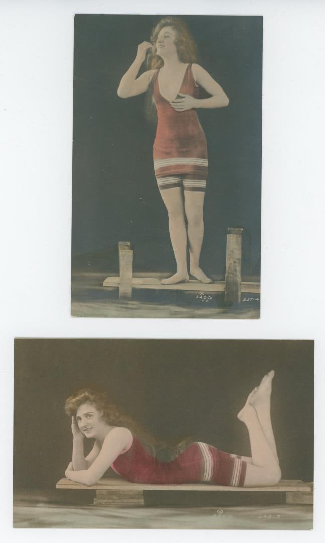 Hand Tinted Women in Bathing Suit RPPC Postcards: Nice grouping.