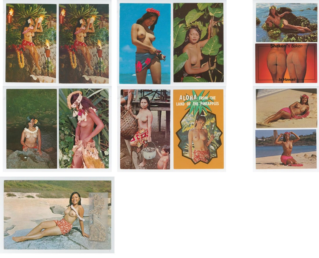 Nude Hawaiian Tribal Women Hula Girl Postcards: Nice grouping of images of Pacific Islander Maidens.