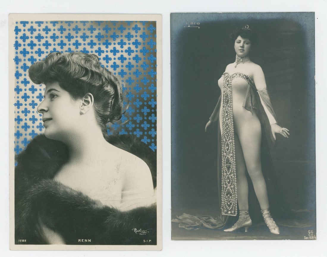 Hand Tinted Risque Burlesque RPPC Postcards - 4