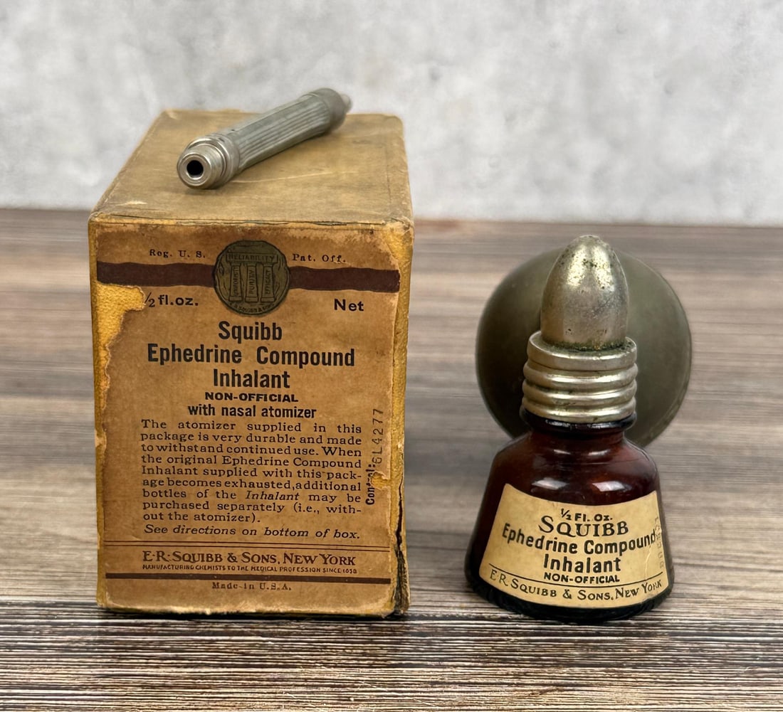Squibb Ephedrine Compound Inhalant Nebulizer: Decent example in box.