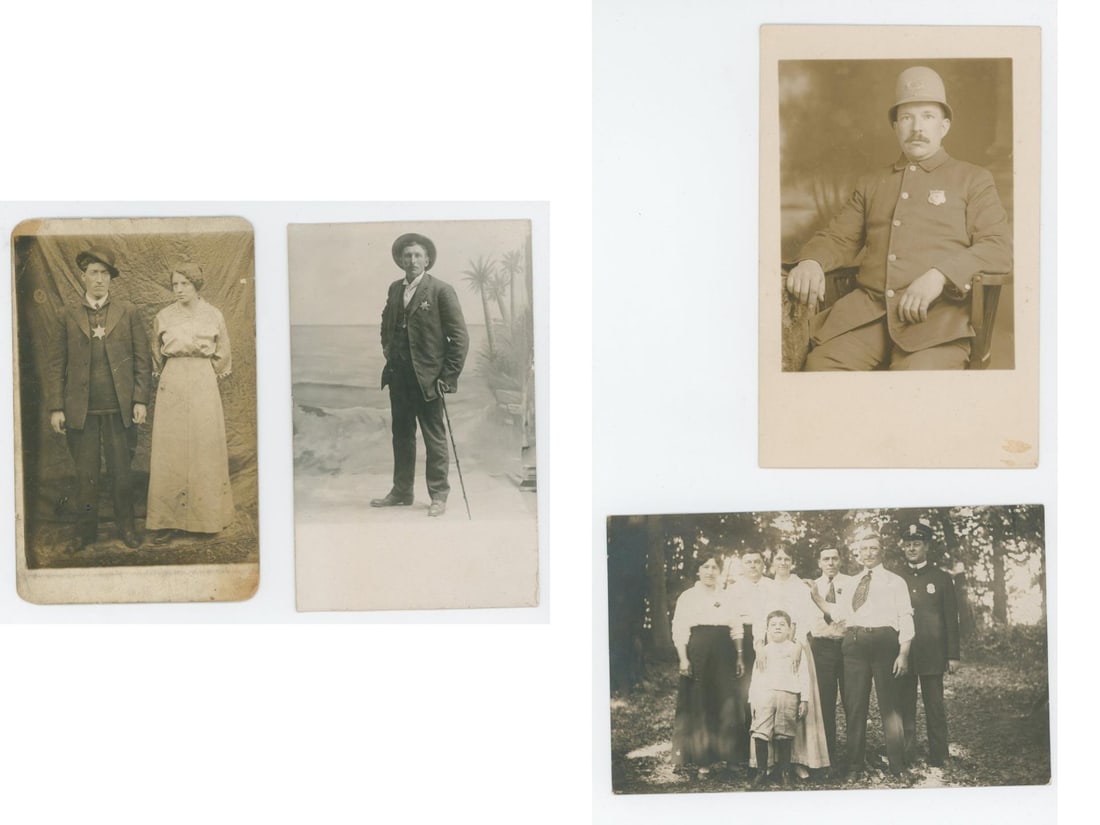 Police Officer Sheriff Lawman RPPC Postcards: Nice grouping