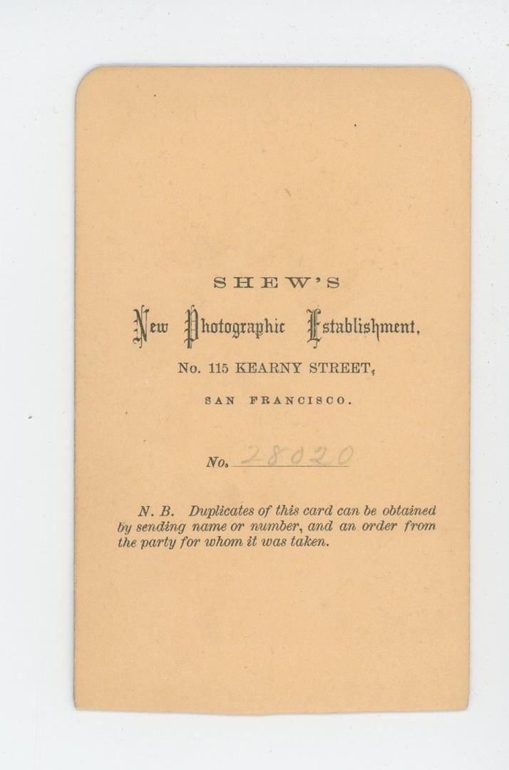 Confederate Civil War Soldier CDV Photo: Nice example with some documentation. Photographer is Shew's of San Francisco.