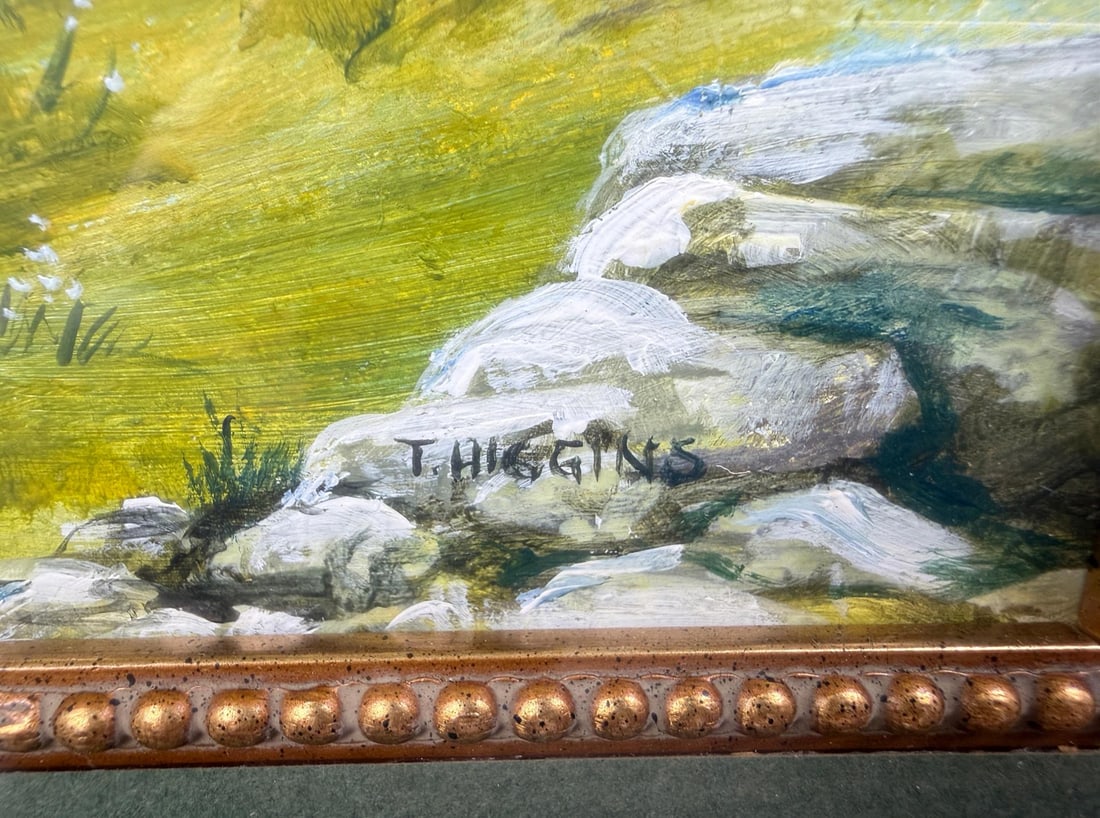 Terence Higgins Riding the High Lonesome Painting: Title is Riding the High Lonesome. 8" by 10" unframed. 13" by 16" framed. Oil on Board.