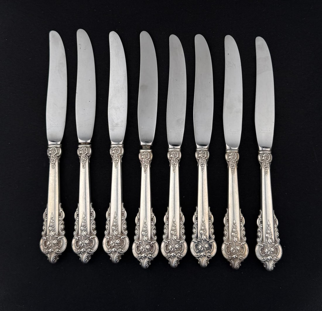 Wallace Sterling Silver Grande Baroque Knives: Lot requires payment via non credit card only.