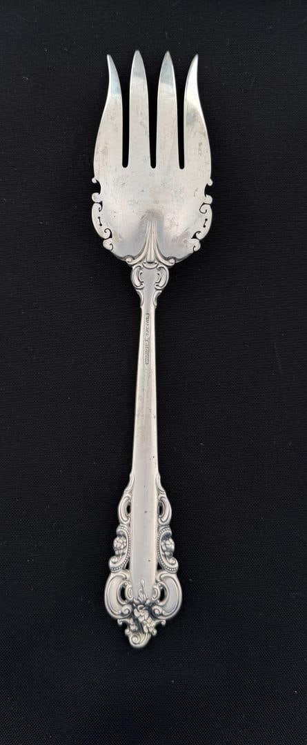 Wallace Sterling Silver Grande Baroque Fork: Large Serving Fork. 118 grams.