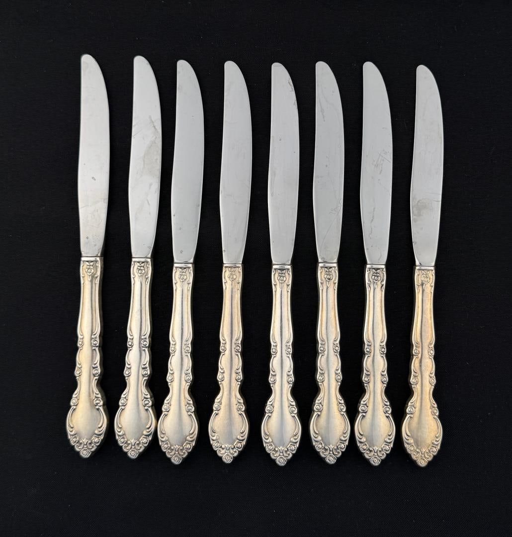 Oneida Heirloom Sterling Silver Handle Knives: Lot requires payment via non credit card only.
