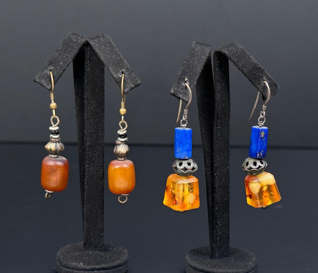 Baltic Amber Lapis Lazuli Earrings (1 of 4)