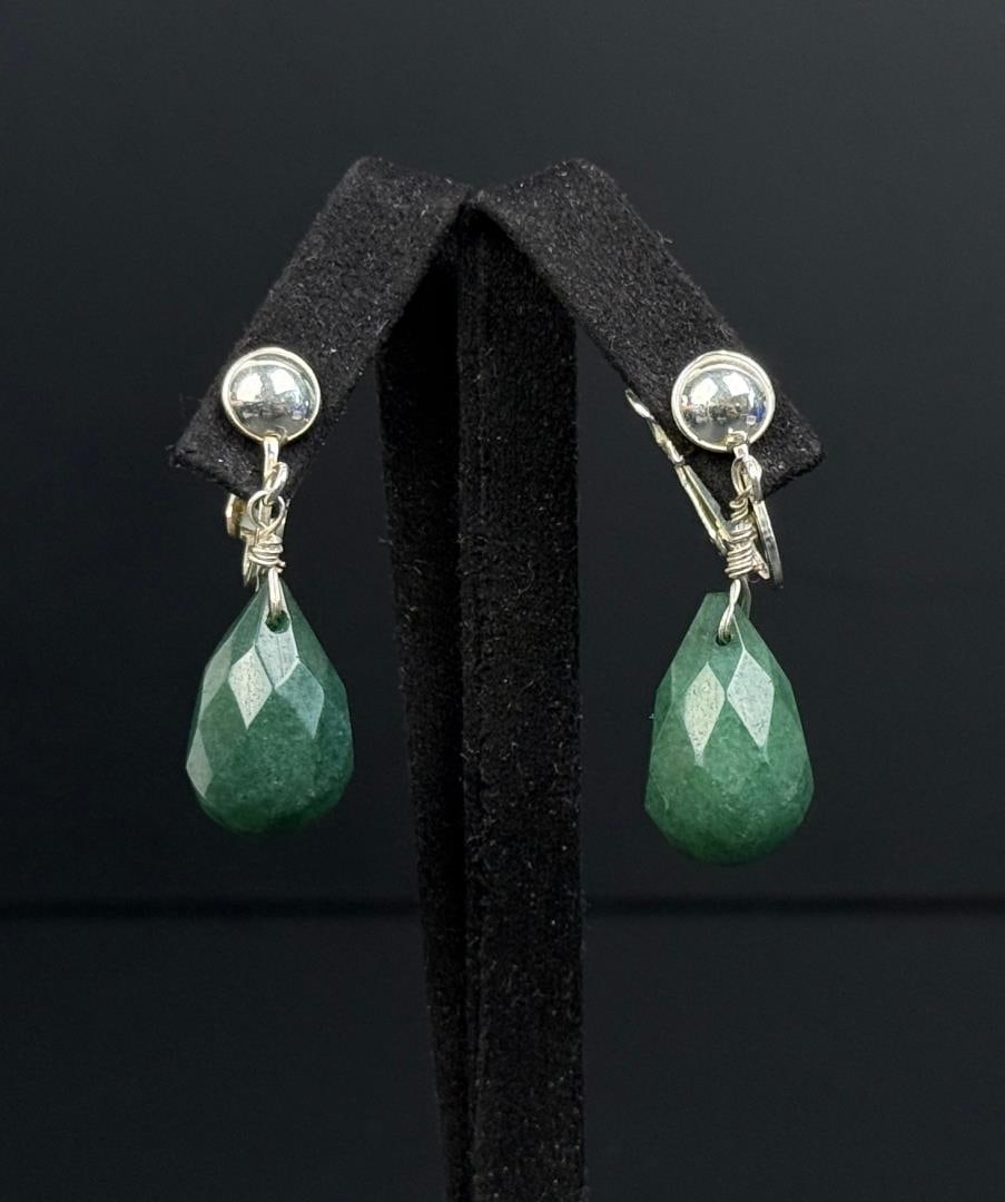 Sterling Silver Faceted Emerald Earrings (1 of 3)