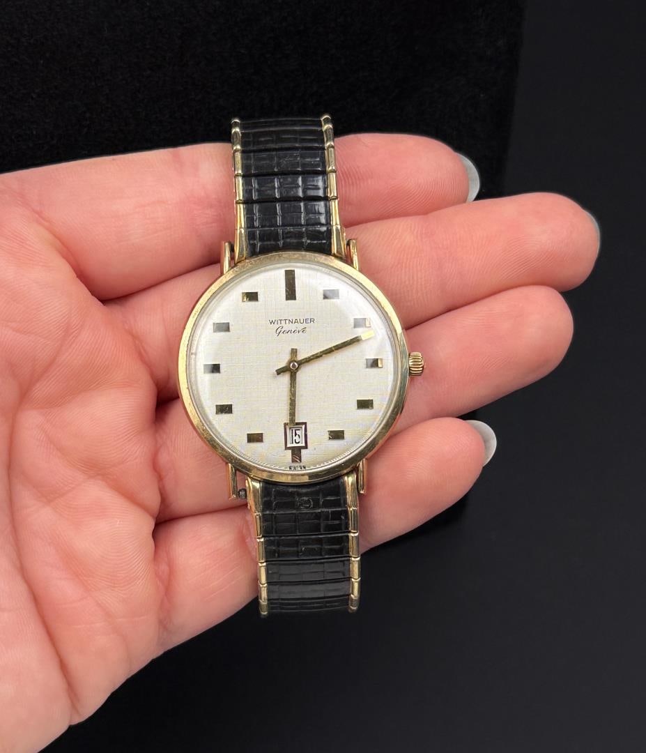 10k RGP Wittnauer Geneve Date Watch: Working.