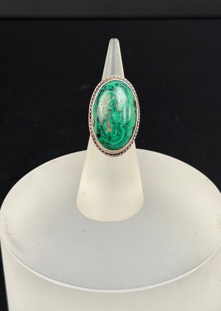 Taxco Mexico Sterling Silver Malachite Ring (1 of 7)