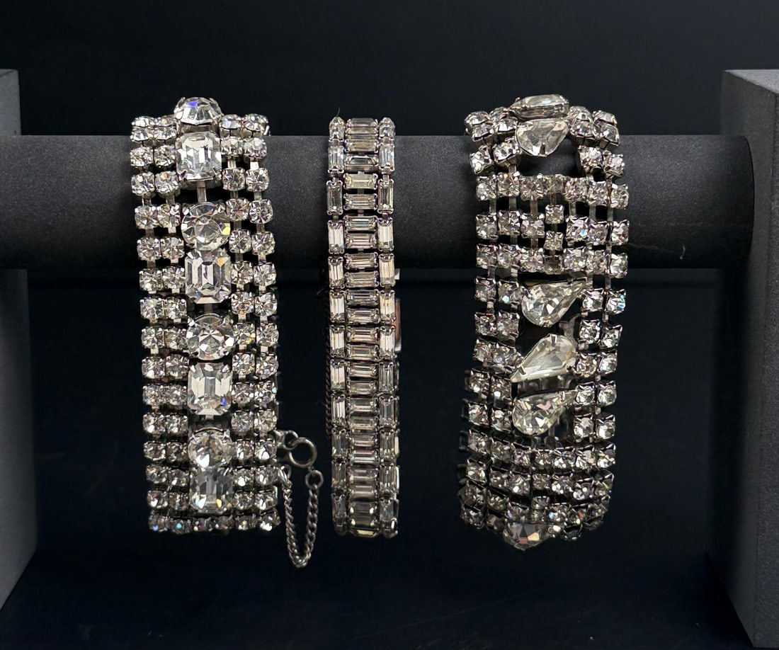 Collection of Rhinestone Costume Jewelry Bracelets: Nice grouping