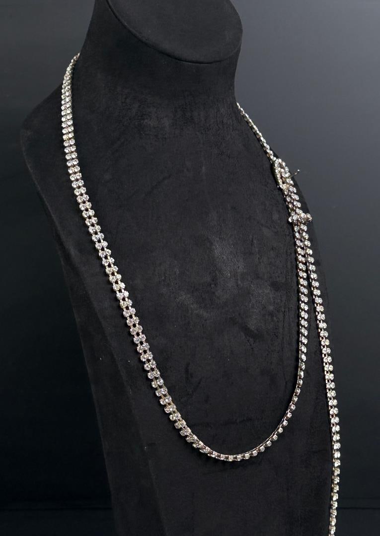 Art Deco Costume Jewelry Rhinestone Flapper Belt: Adjustable sizing.