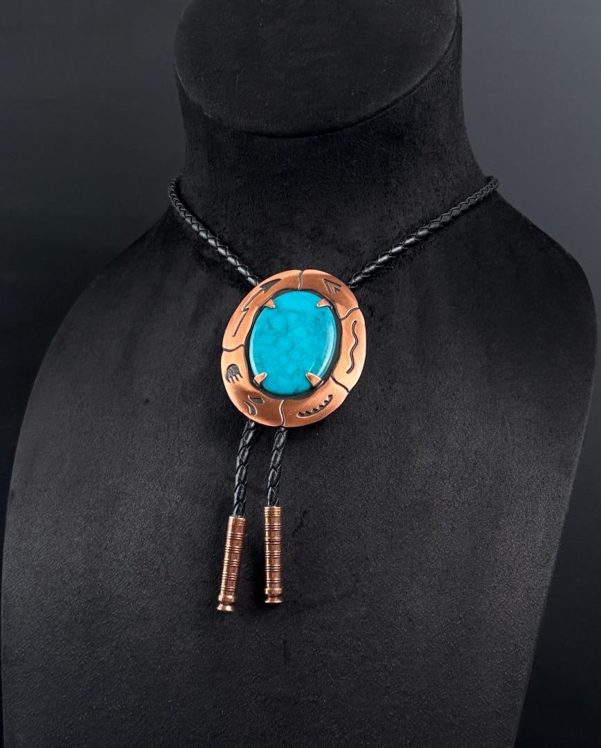 Bell Trading Post Copper Bolo Tie: 17 1/2" long as displayed.